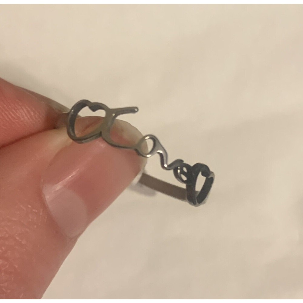 Women’s Stainless Steel Silver Cursive Love Ring Size 12
